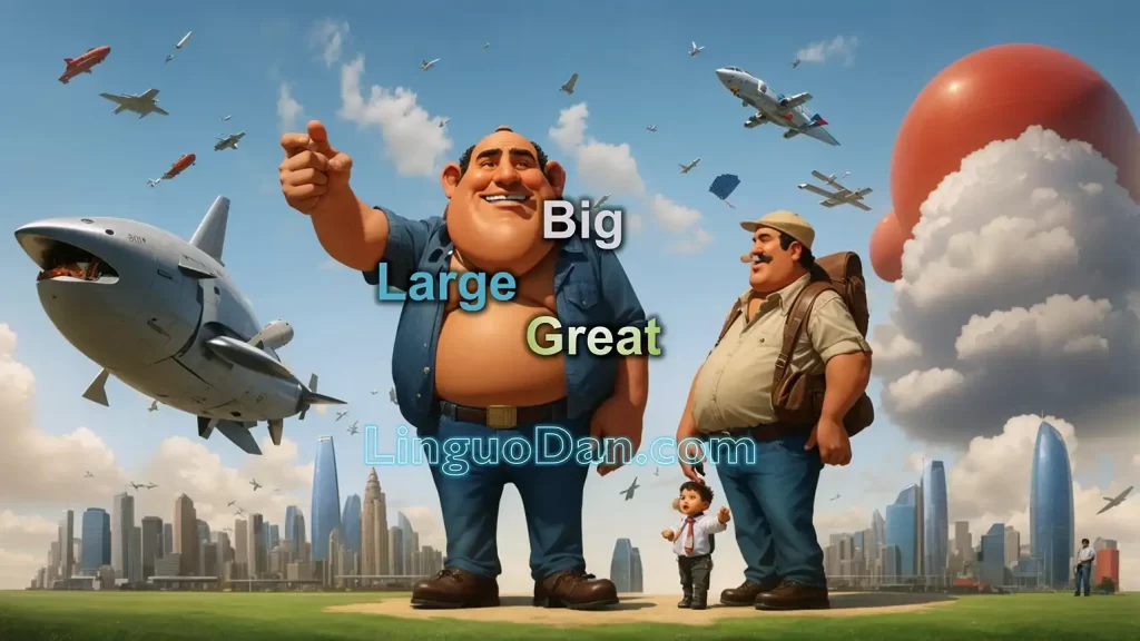 What is the difference between big, large and great?