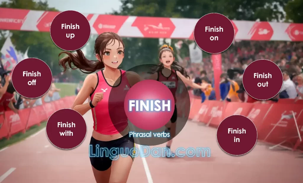 What does the phrasal verb 'to finish with'