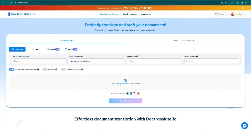 Effortless document translation with Doctranslate.io