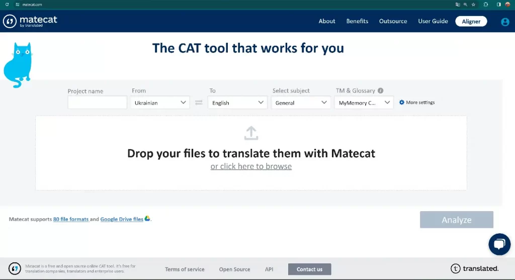 Translate a file with Matecat