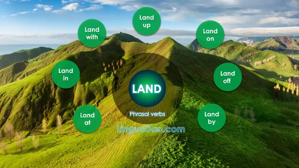 land-in phrasal verb. LAND UP | English meaning