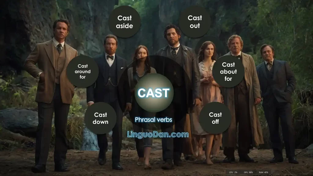 cast about phrasal verb